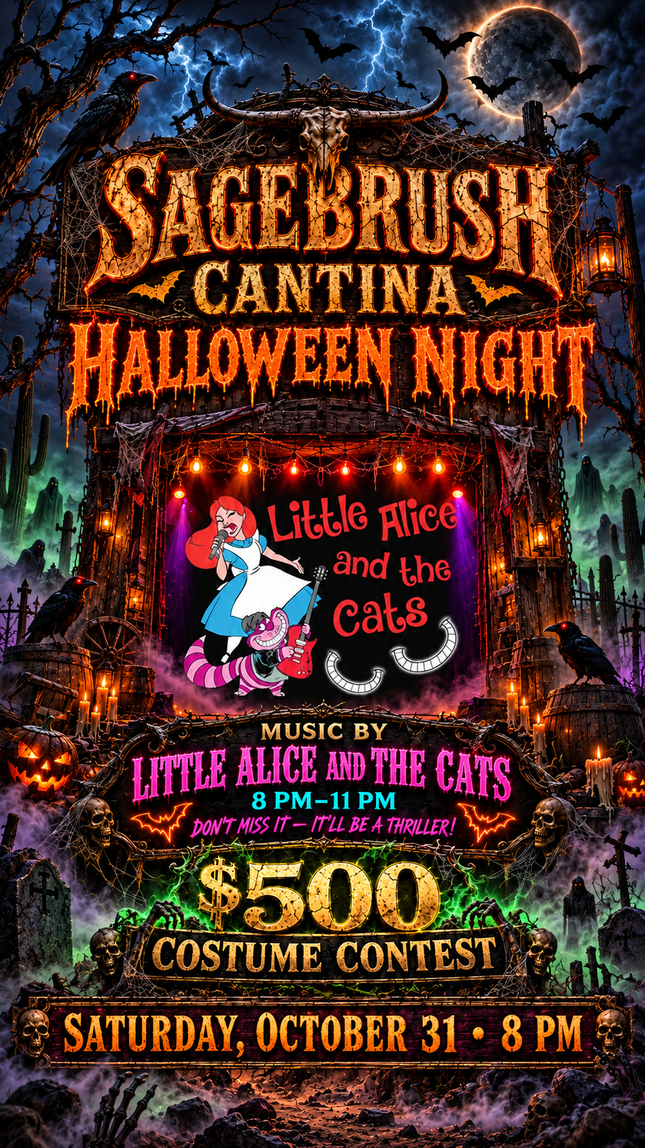 Little Alice and the Cats at Sagebrush Cantina flyer